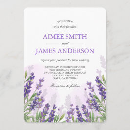 ラベンダーのウェディング招待状　素朴なエレガンスと花 招待状