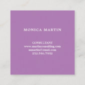 ラベンダーのエレガントで白い月桂樹のリース スクエア名刺 (裏面)