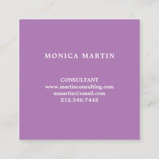 ラベンダーのエレガントで白い月桂樹のリース スクエア名刺 (裏面)