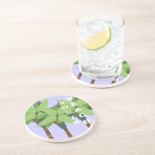 ラベンダーのカスタムな南ビーチのマイアミのヤシの木 コースター (側面)