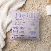 ラベンダーのカバのバレリーナの誕生の発表stats クッション (ブランケット)