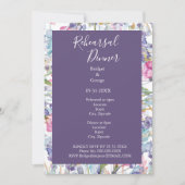 ラベンダーのカラフルの花の緑のリハーサル 招待状 (正面)