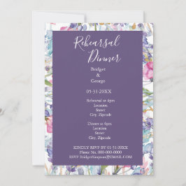 ラベンダーのカラフルの花の緑のリハーサル 招待状