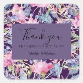 ラベンダーのカラフルの野結婚花の緑 スクエアシール (正面)