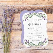 ラベンダーのグリーンと紫の花のウェディング 招待状