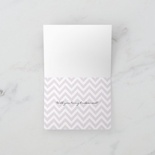 ラベンダーのシェブロン私の新婦付添人カードです 招待状 (内部)