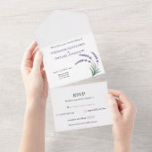 ラベンダーのシンプルな結婚式RSVP オールインワン招待状 (貼ってはがせる)