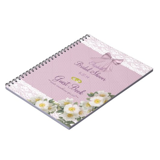 ラベンダーのスイス人はブライダルシャワーの来客名簿に点を打ちます- ノートブック (左側)