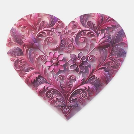 ラベンダーのスクローリー ハート ハートシール (正面)