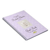 ラベンダーのダマスク織およびばら色のブライダルシャワーの来客名簿 ノートブック (右側)