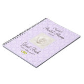 ラベンダーのダマスク織およびばら色のブライダルシャワーの来客名簿 ノートブック (左側)