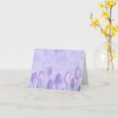 ラベンダーのチューリップの水彩画の花のブランク カード (黄色い花)