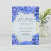 ラベンダーのハイドランジアの花の結婚式 招待状 (スタンド正面)