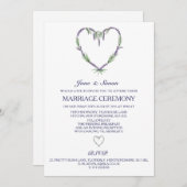 ラベンダーのハートの結婚式招待状 招待状 (正面/裏面)