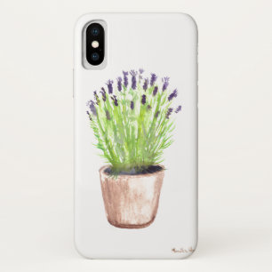 ラベンダーのハーブポット植物の水色の紫 iPhone X ケース