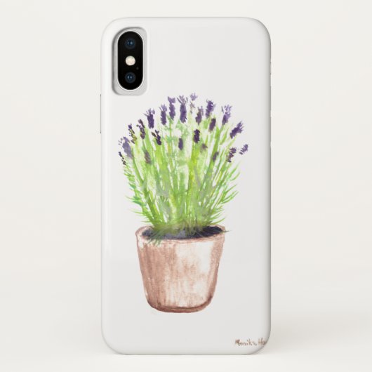 ラベンダーのハーブポット植物の水色の紫 Case-Mate iPhoneケース (裏面)