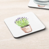 ラベンダーのハーブポット植物の素朴な紫のフローラ コースター (左側)