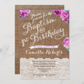 ラベンダーのバプテスマと最初の誕生日招待状 招待状 (正面/裏面)