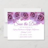 ラベンダーのバラは磁気保存を日付カード縁どります マグネット招待状 (正面)