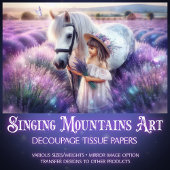 ラベンダーのファンタジーガールと馬のデコパージュ 薄葉紙