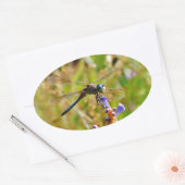 ラベンダーのフラワードラゴンフライ 楕円形シール (封筒)