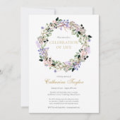 ラベンダーのフローラの写真お祝いの生涯葬儀 招待状 (正面)