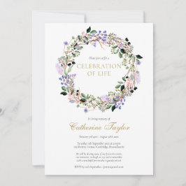 ラベンダーのフローラの写真お祝いの生涯葬儀 招待状