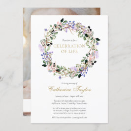 ラベンダーのフローラの写真お祝いの生涯葬儀 招待状