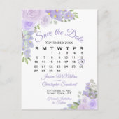 ラベンダーのフローラウェディング日付カレンダーを保存 案内ポストカード (正面)