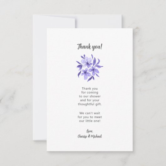 ラベンダーのフローラベビーシャワーありがとう サンキューカード (正面)