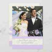 ラベンダーのフローラ写真の落書き発表カード 案内状 (正面/裏面)