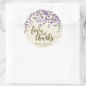 ラベンダーのフローラ愛と感謝してい好意ステッカー ラウンドシール (バッグ)