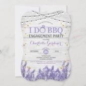 ラベンダーのブライダルシャワーの招待のホワイトゴールド 招待状 (正面)