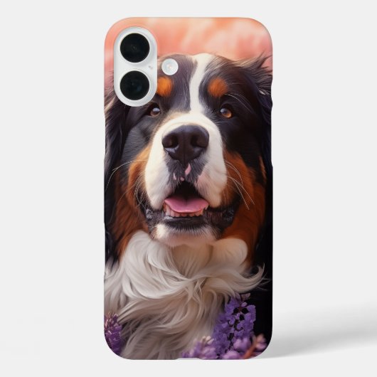 ラベンダーのベルネーズマウンテンドッグ Case-Mate iPhoneケース (裏面)