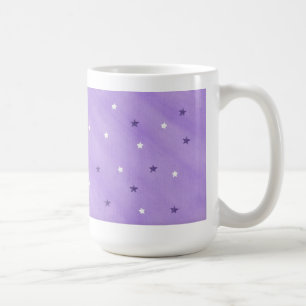 ラベンダーのマグの紫色および白い星 コーヒーマグカップ