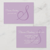 ラベンダーのミニマルなモノグラム 名刺 (正面/裏面)