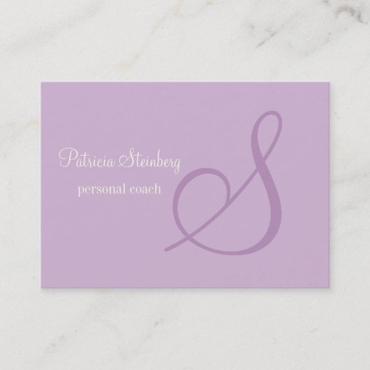 ラベンダーのミニマルなモノグラム 名刺 (正面)