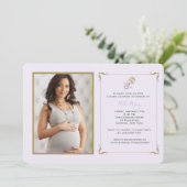 ラベンダーのラッセル音の写真のベビーシャワーの招待状 招待状 (スタンド正面)