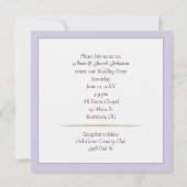 ラベンダーのリボンとレースの結婚誓約更新 招待状 (裏面)