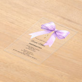 ラベンダーのリボン付きクリームガール クリア 確認 アクリル招待状 (レイダウン)