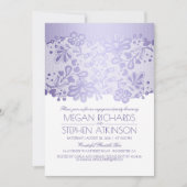 ラベンダーのレースのエレガントなヴィンテージの婚約パーティ 招待状 (正面)