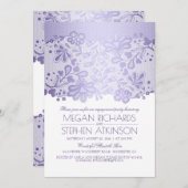 ラベンダーのレースのエレガントなヴィンテージの婚約パーティ 招待状 (正面/裏面)