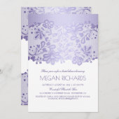 ラベンダーのレースのエレガントなヴィンテージの白のブライダルシャワー 招待状 (正面/裏面)