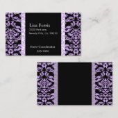 ラベンダーのロココ様式のエレガントな黒セット 名刺 (正面/裏面)