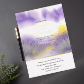 ラベンダーのワイルドフラワー結婚式招待状 箔シーズンカード