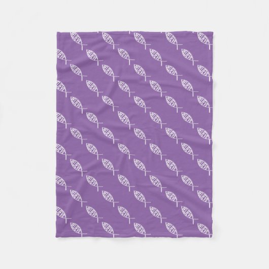 ラベンダーの信じる魚 フリースブランケット (正面)
