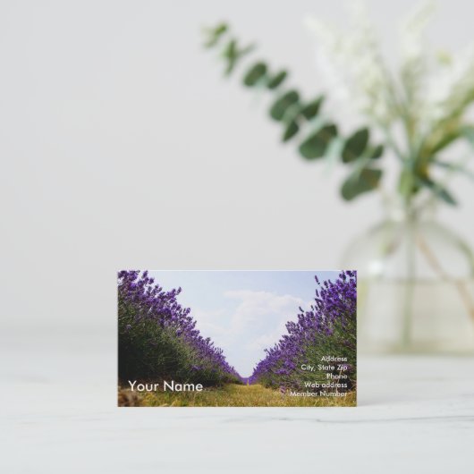 ラベンダーの列 名刺 (スタンド正面)