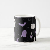 ラベンダーの可愛いハロウィンパターンマグカップ コーヒーマグカップ (正面右)