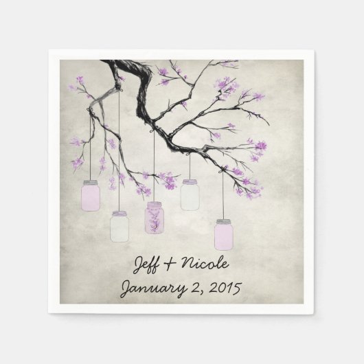 ラベンダーの国メイスン結婚ジャース スタンダードカクテルナプキン (正面)