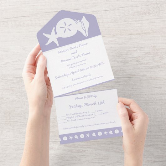 ラベンダーの夏の季節 オールインワン招待状 (貼ってはがせる)